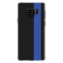 DistinctInk® Clear Shockproof Hybrid Case for Apple iPhone / Samsung Galaxy / Google Pixel - Thin Blue Line Grey Black Carbon Fiber Print