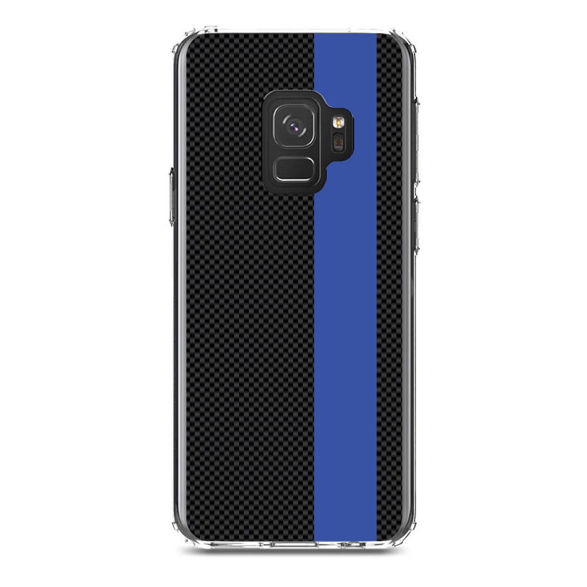 Thin Blue Line Grey Black Carbon Fiber Print Clear Shockproof iPhone Case, view 19