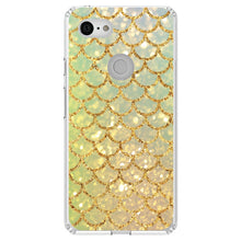 DistinctInk® Clear Shockproof Hybrid Case for Apple iPhone / Samsung Galaxy / Google Pixel - Gold Green Mermaid Scales