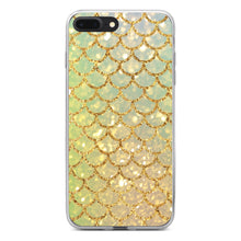 DistinctInk® Clear Shockproof Hybrid Case for Apple iPhone / Samsung Galaxy / Google Pixel - Gold Green Mermaid Scales