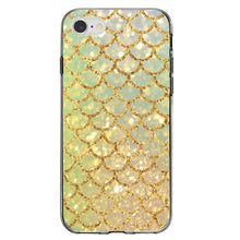 DistinctInk® Clear Shockproof Hybrid Case for Apple iPhone / Samsung Galaxy / Google Pixel - Gold Green Mermaid Scales