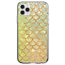 DistinctInk® Clear Shockproof Hybrid Case for Apple iPhone / Samsung Galaxy / Google Pixel - Gold Green Mermaid Scales