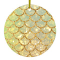 Gold Green Mermaid Scales Ceramic Ornament