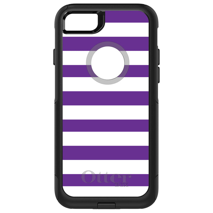 DistinctInk OtterBox Commuter Series Case for Apple iPhone or Samsung Galaxy - Purple & White Bold Stripes