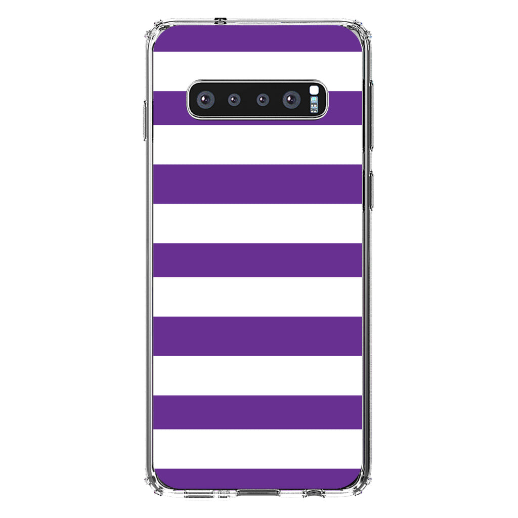 Purple & White Bold Horizontal Stripes Clear Shockproof iPhone Case, view 16