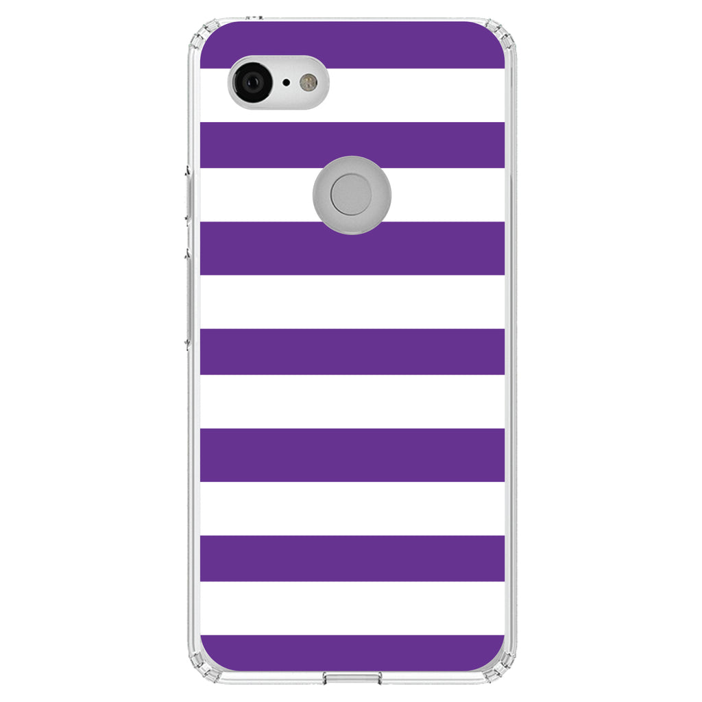 Purple & White Bold Horizontal Stripes Clear Shockproof iPhone Case, view 22