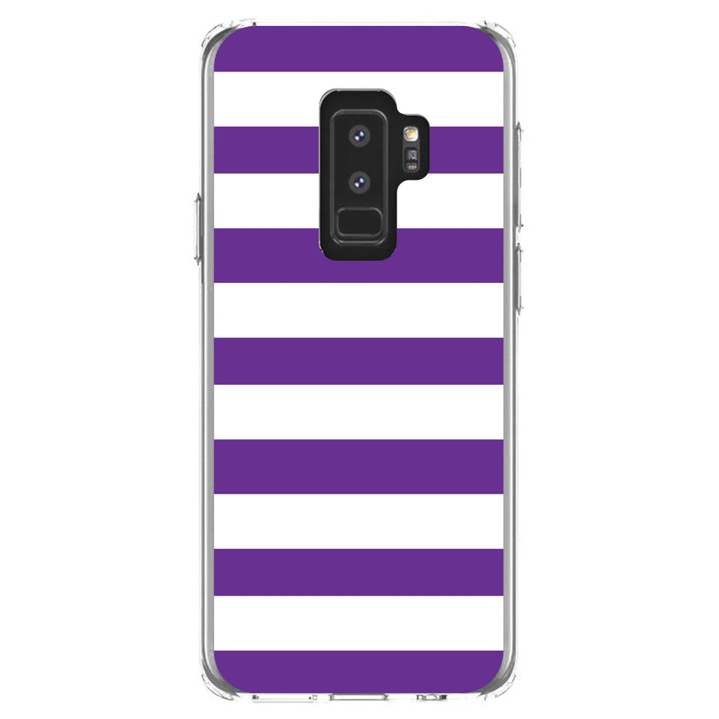 Purple & White Bold Horizontal Stripes Clear Shockproof iPhone Case, view 20