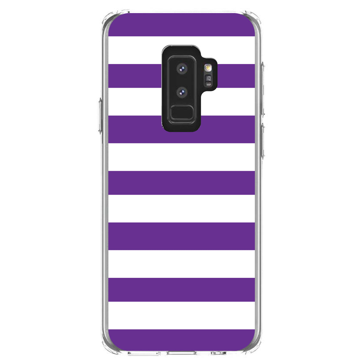 Purple & White Bold Horizontal Stripes Clear Shockproof iPhone Case, view 20