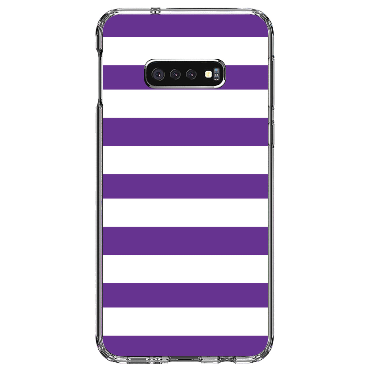 Purple & White Bold Horizontal Stripes Clear Shockproof iPhone Case, view 18