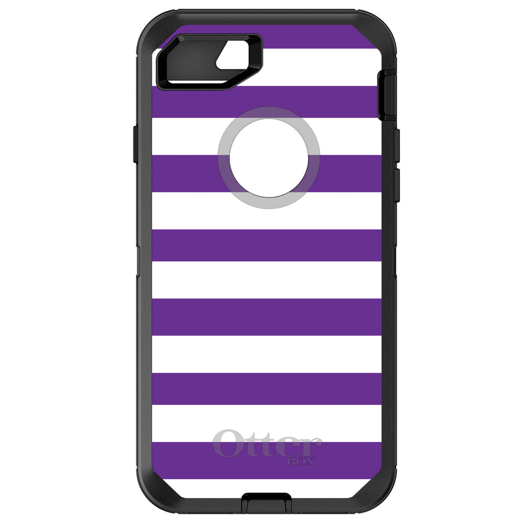Purple & White Bold Stripes OtterBox Defender Case for iPhone & Galaxy
