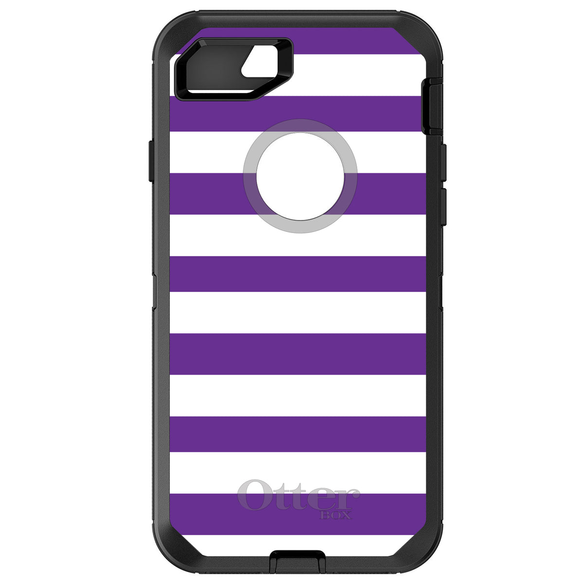 Purple & White Bold Stripes OtterBox Defender Case for iPhone & Galaxy