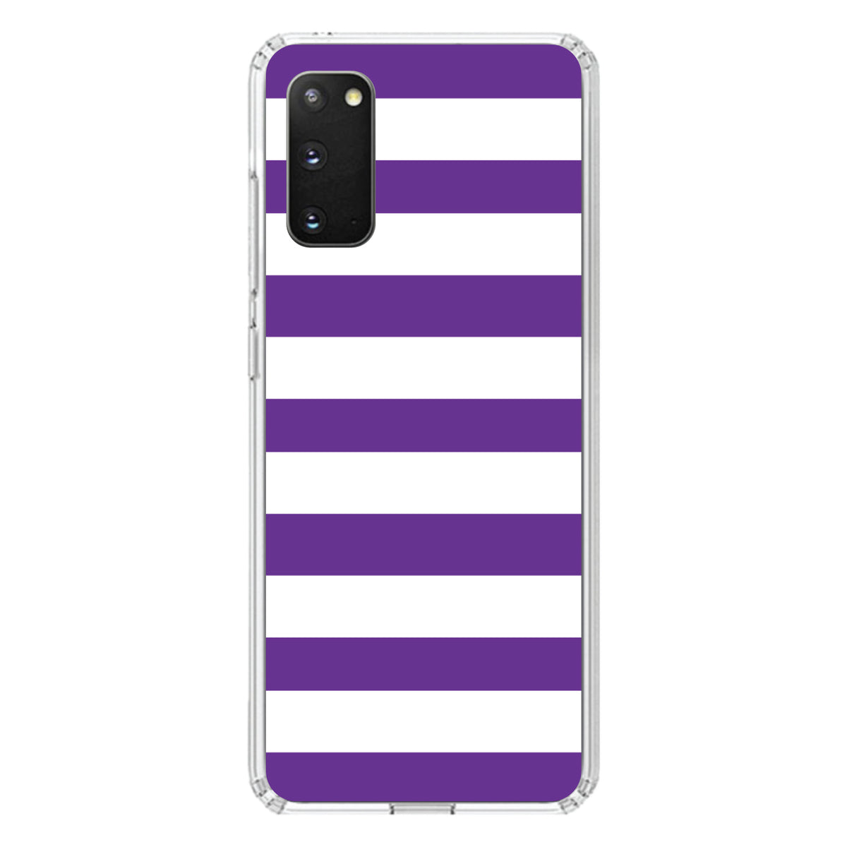 Purple & White Bold Horizontal Stripes Clear Shockproof iPhone Case, view 13