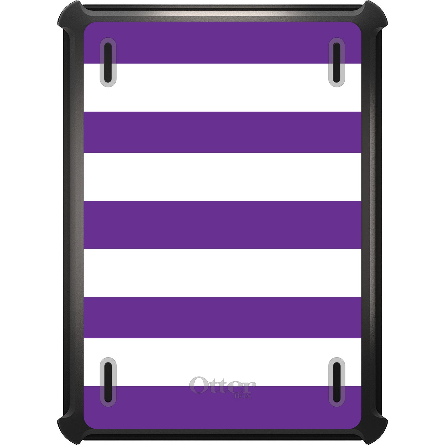 DistinctInk™ OtterBox Defender Series Case for Apple iPad / iPad Pro / iPad Air / iPad Mini - Purple & White Bold Stripes