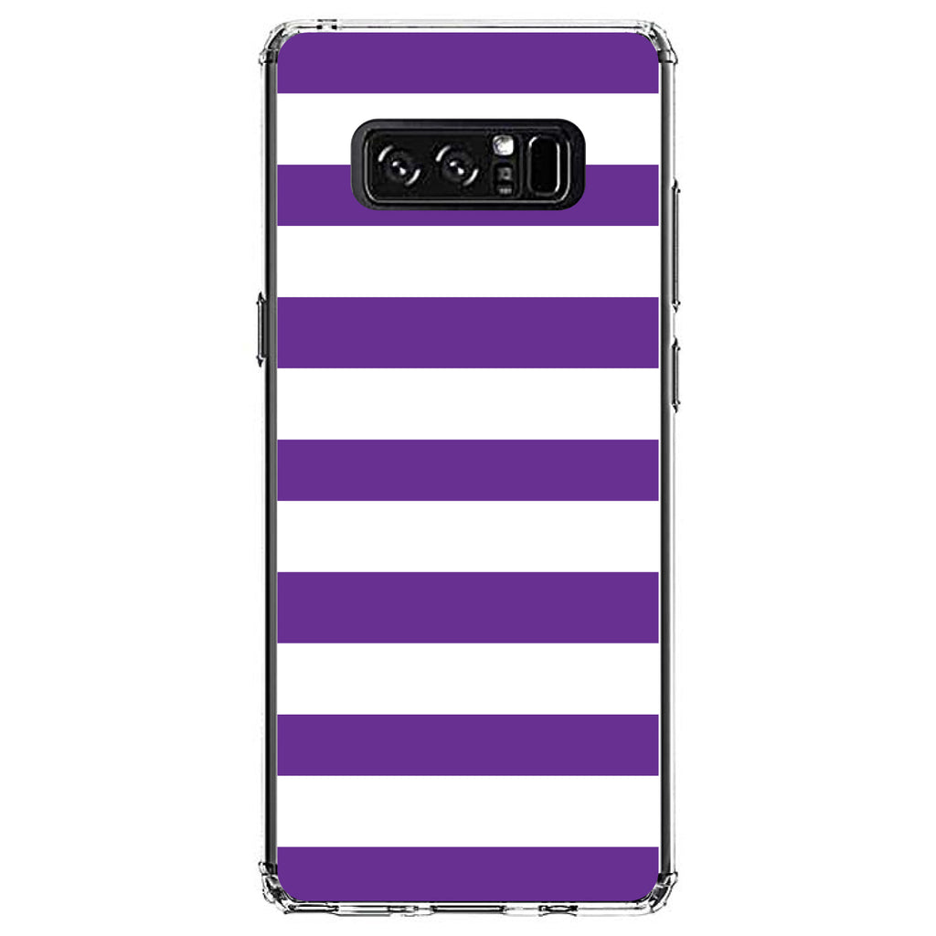Purple & White Bold Horizontal Stripes Clear Shockproof iPhone Case, view 12