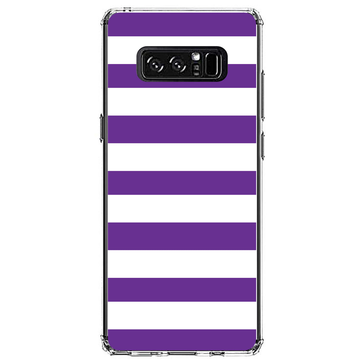 Purple & White Bold Horizontal Stripes Clear Shockproof iPhone Case, view 12