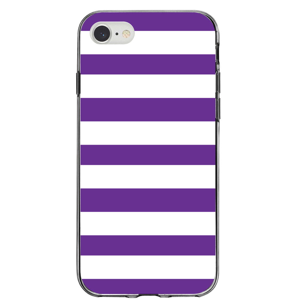 Purple & White Bold Horizontal Stripes Clear Shockproof iPhone Case, view 5