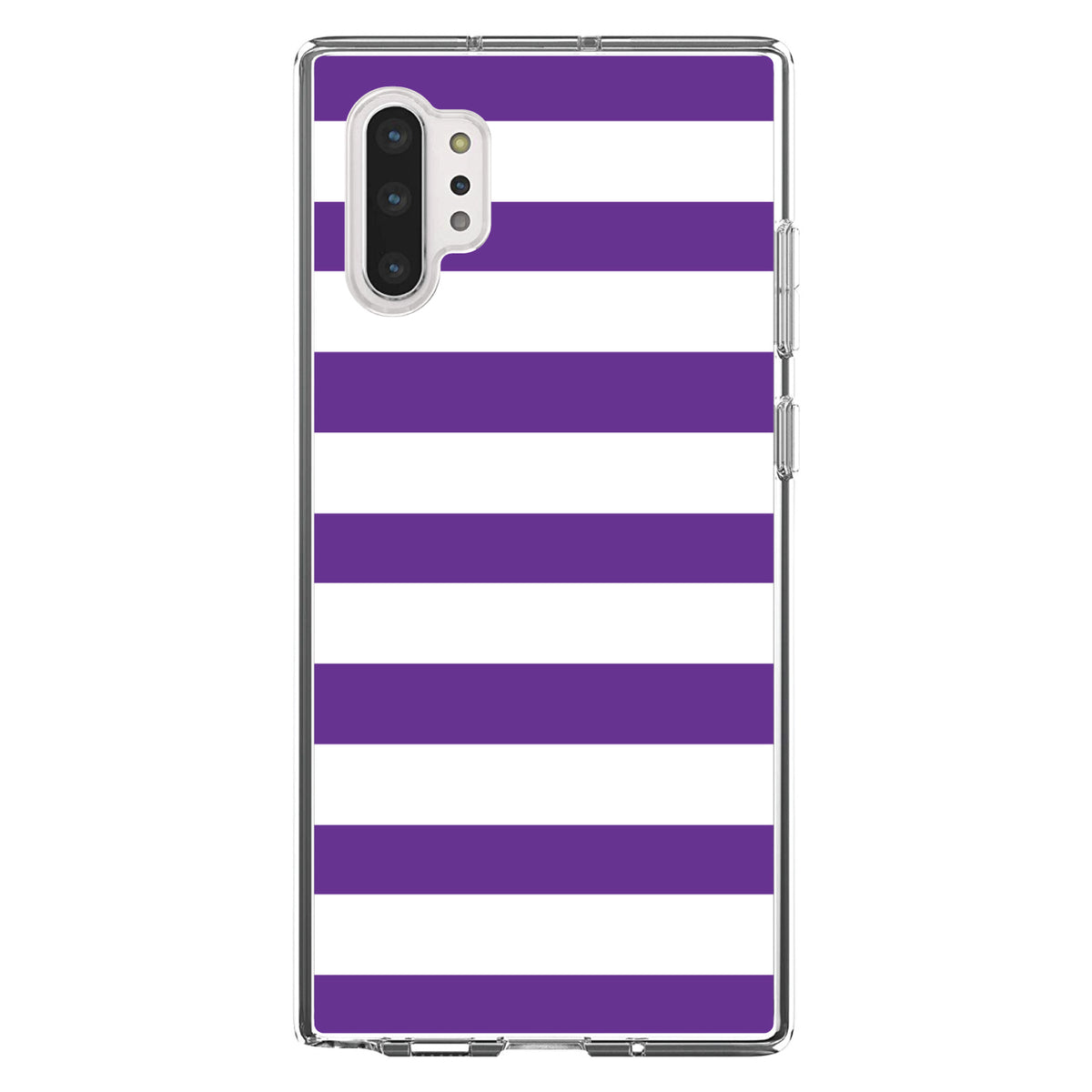 Purple & White Bold Horizontal Stripes Clear Shockproof iPhone Case, view 10