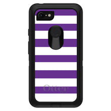 DistinctInk™ OtterBox Defender Series Case for Apple iPhone / Samsung Galaxy / Google Pixel - Purple & White Bold Stripes