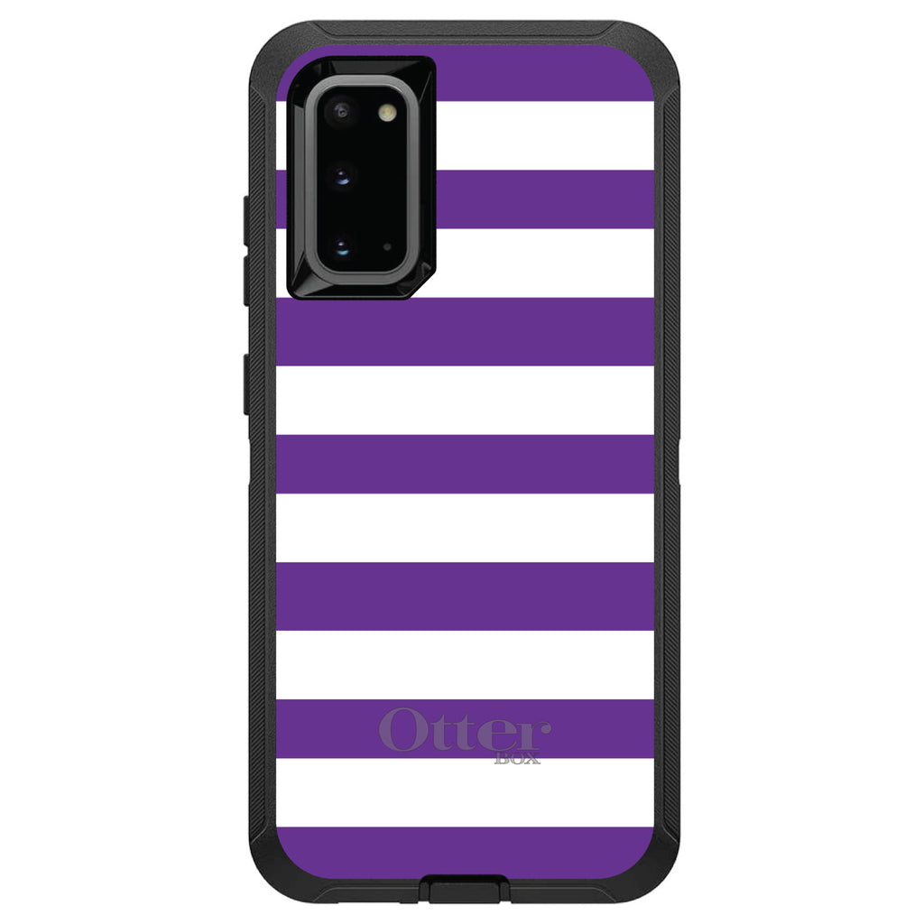 Purple & White Bold Stripes OtterBox Defender Case for iPhone & Galaxy, view 5