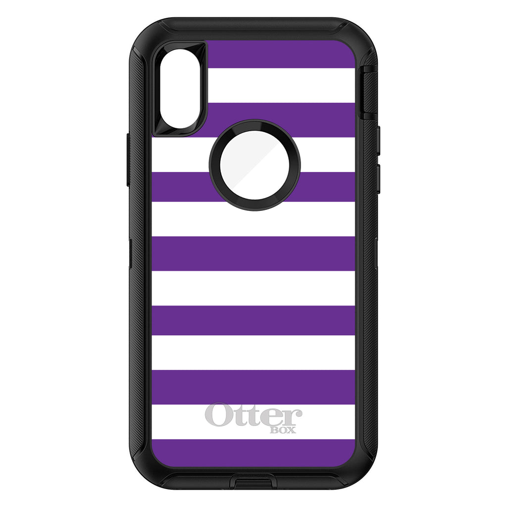 Purple & White Bold Stripes OtterBox Defender Case for iPhone & Galaxy, view 3