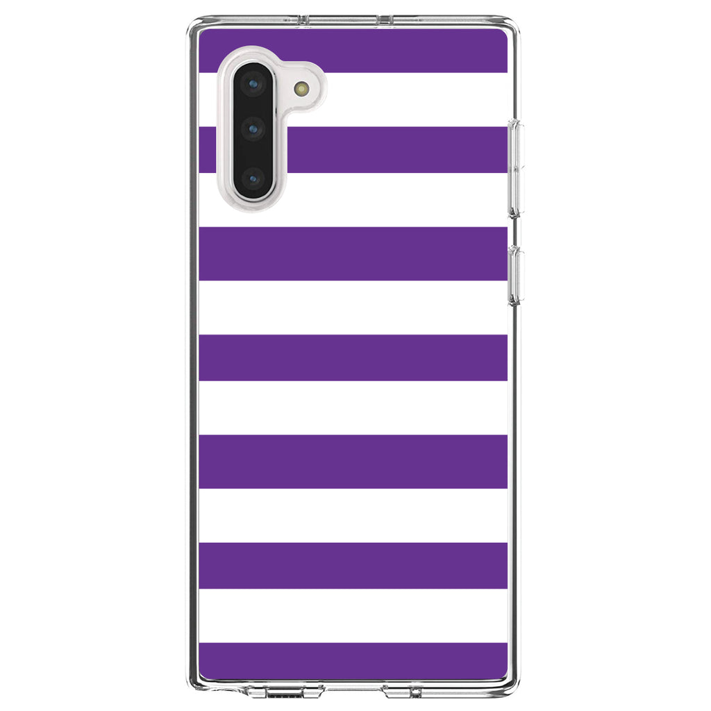 Purple & White Bold Horizontal Stripes Clear Shockproof iPhone Case, view 9