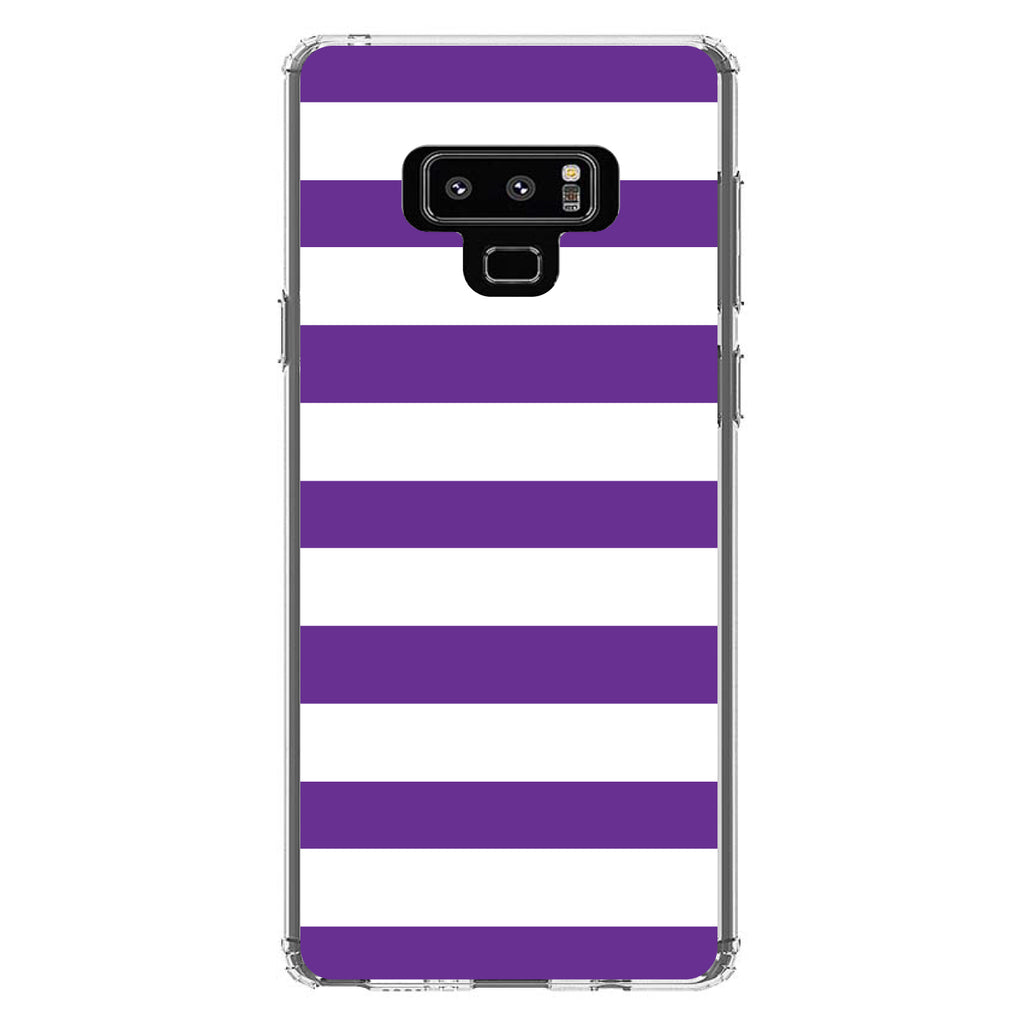 Purple & White Bold Horizontal Stripes Clear Shockproof iPhone Case, view 11