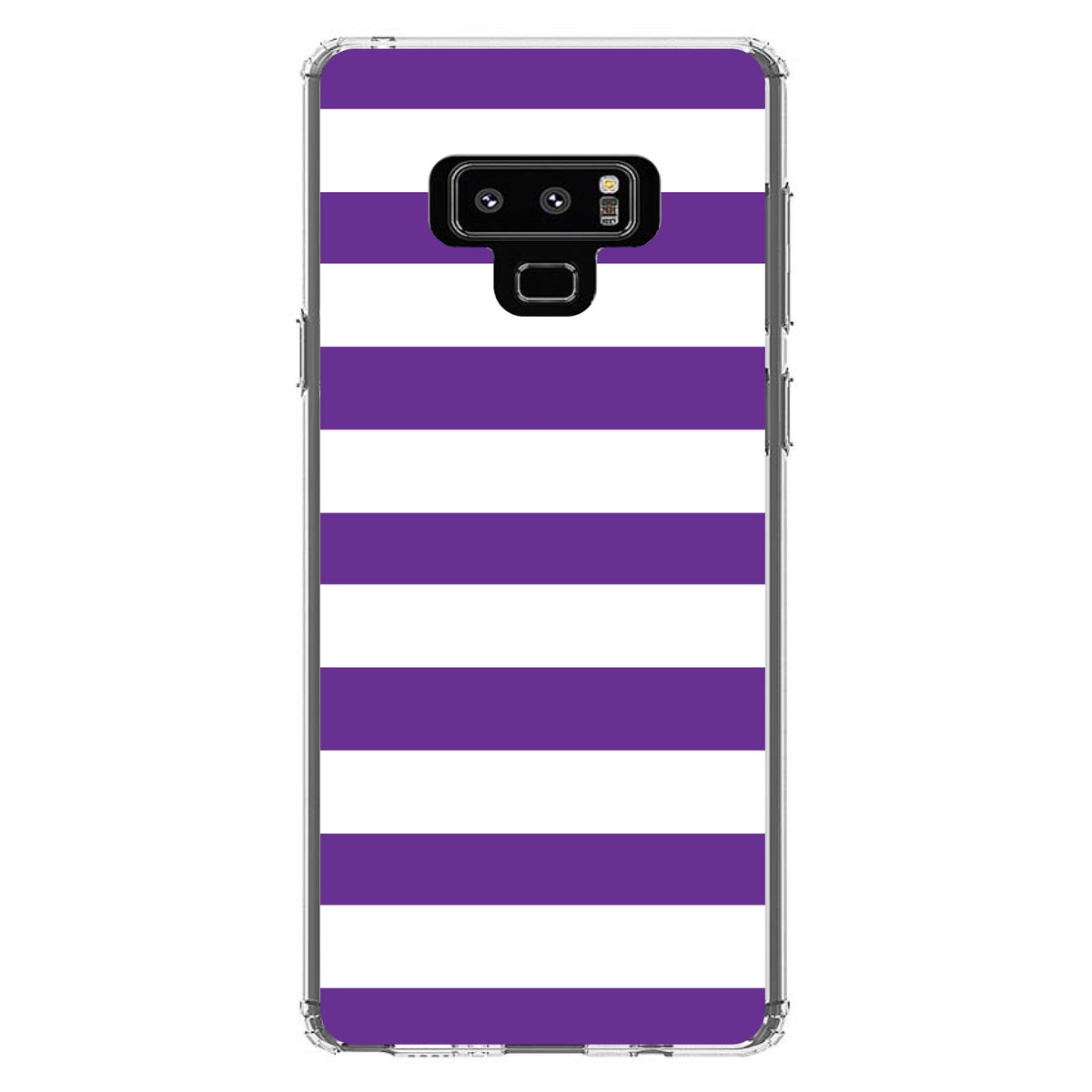 Purple & White Bold Horizontal Stripes Clear Shockproof iPhone Case, view 11