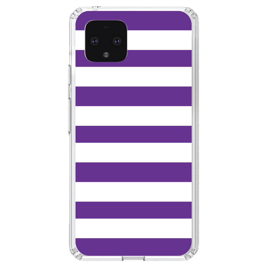 Purple & White Bold Horizontal Stripes Clear Shockproof iPhone Case, view 23