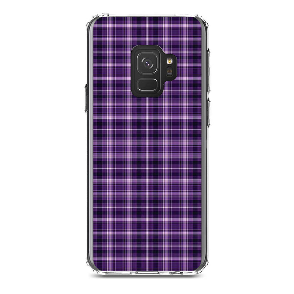 Purple Black Plaid Clear Shockproof iPhone Case, view 19