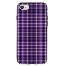 DistinctInk® Clear Shockproof Hybrid Case for Apple iPhone / Samsung Galaxy / Google Pixel - Purple Black Plaid