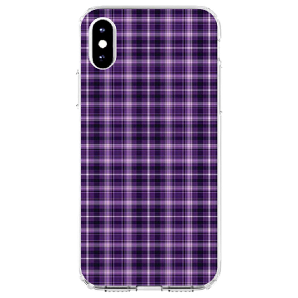 Purple Black Plaid Clear Shockproof iPhone Case, view 4