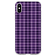 DistinctInk® Clear Shockproof Hybrid Case for Apple iPhone / Samsung Galaxy / Google Pixel - Purple Black Plaid
