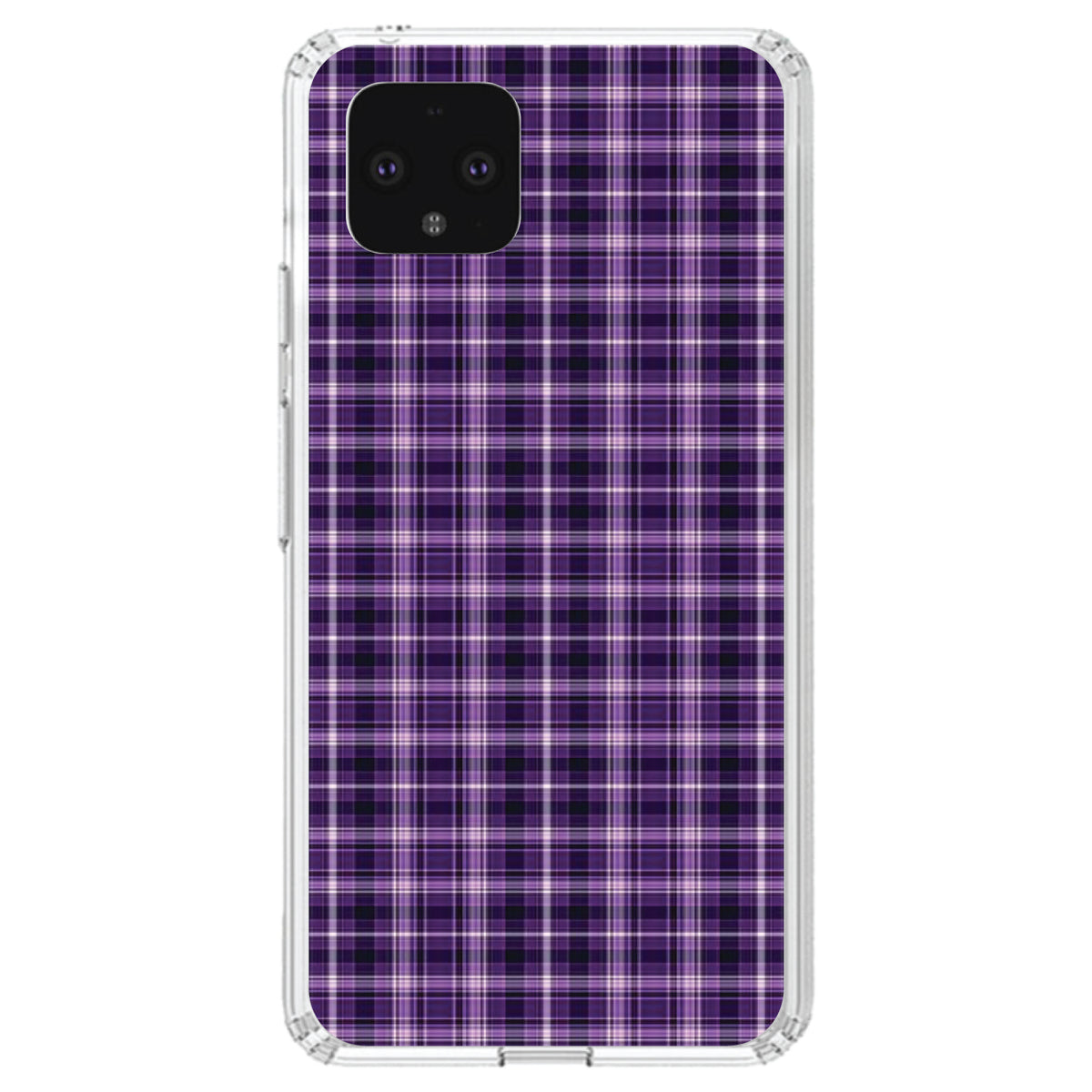 Purple Black Plaid Clear Shockproof iPhone Case, view 23