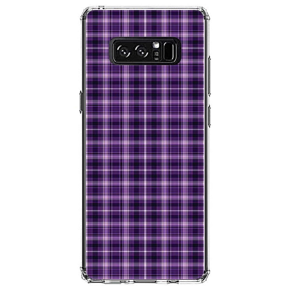 Purple Black Plaid Clear Shockproof iPhone Case, view 12