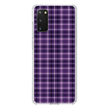 DistinctInk® Clear Shockproof Hybrid Case for Apple iPhone / Samsung Galaxy / Google Pixel - Purple Black Plaid
