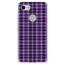 DistinctInk® Clear Shockproof Hybrid Case for Apple iPhone / Samsung Galaxy / Google Pixel - Purple Black Plaid