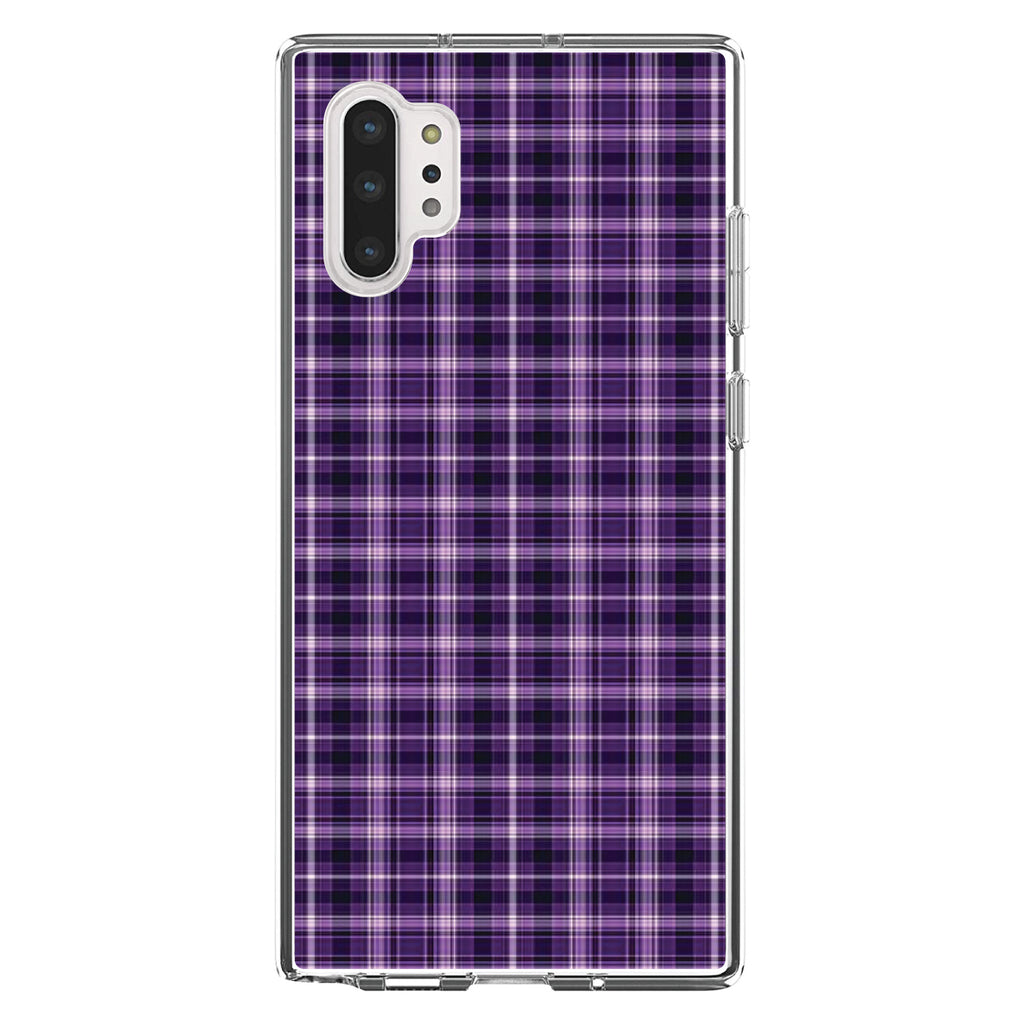 Purple Black Plaid Clear Shockproof iPhone Case, view 10