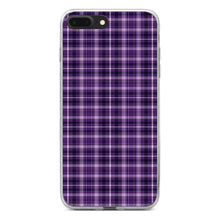 DistinctInk® Clear Shockproof Hybrid Case for Apple iPhone / Samsung Galaxy / Google Pixel - Purple Black Plaid