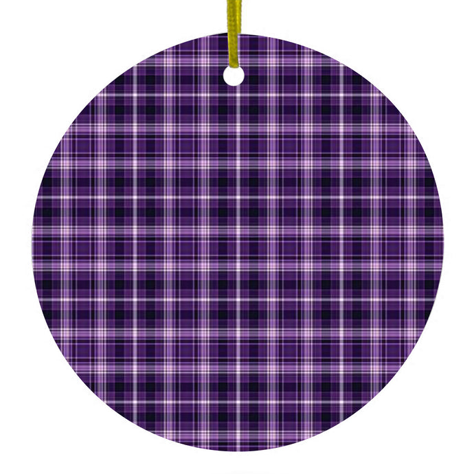 Purple Black Plaid Ceramic Ornament