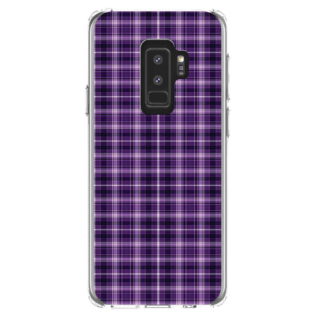 Purple Black Plaid Clear Shockproof iPhone Case, view 20