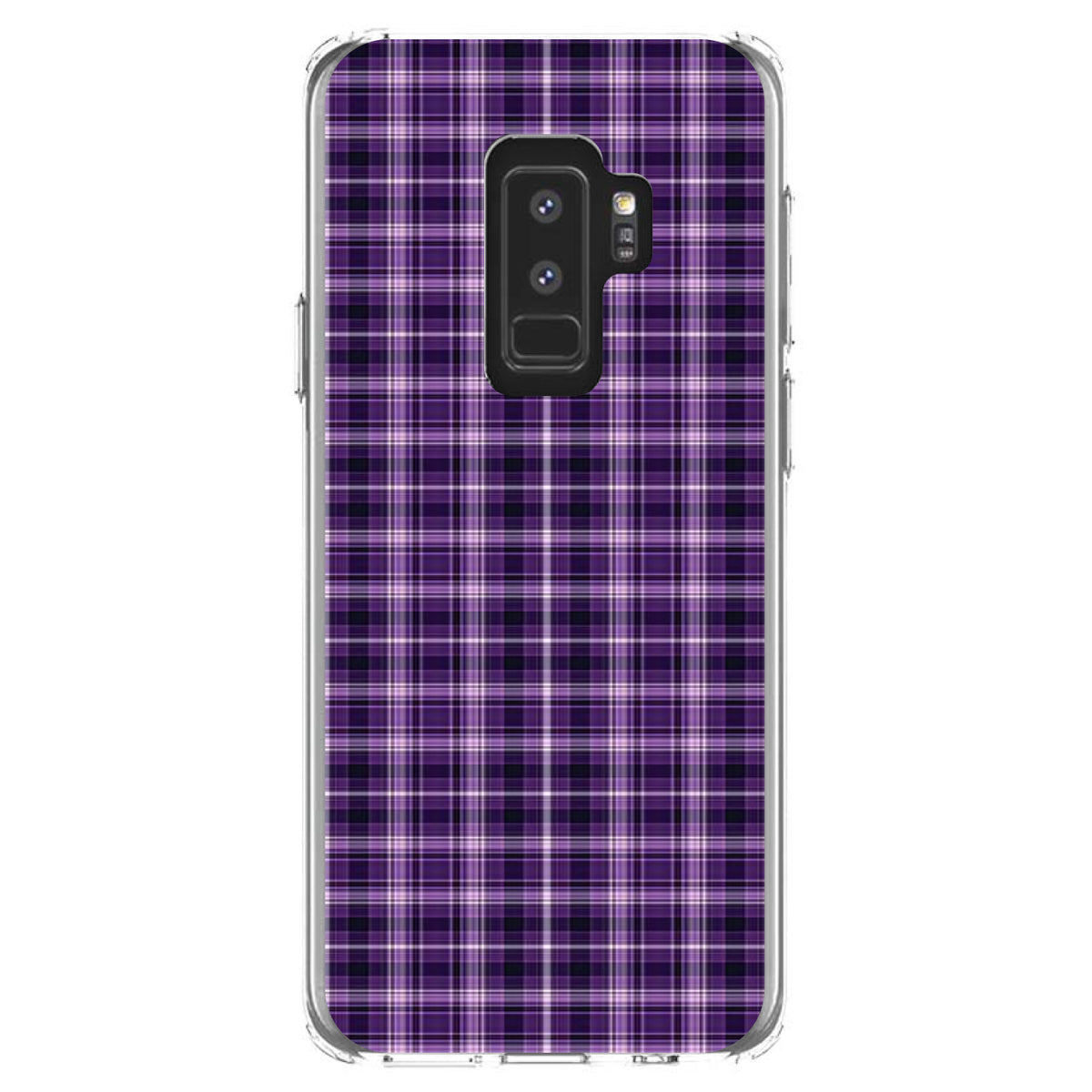 Purple Black Plaid Clear Shockproof iPhone Case, view 20