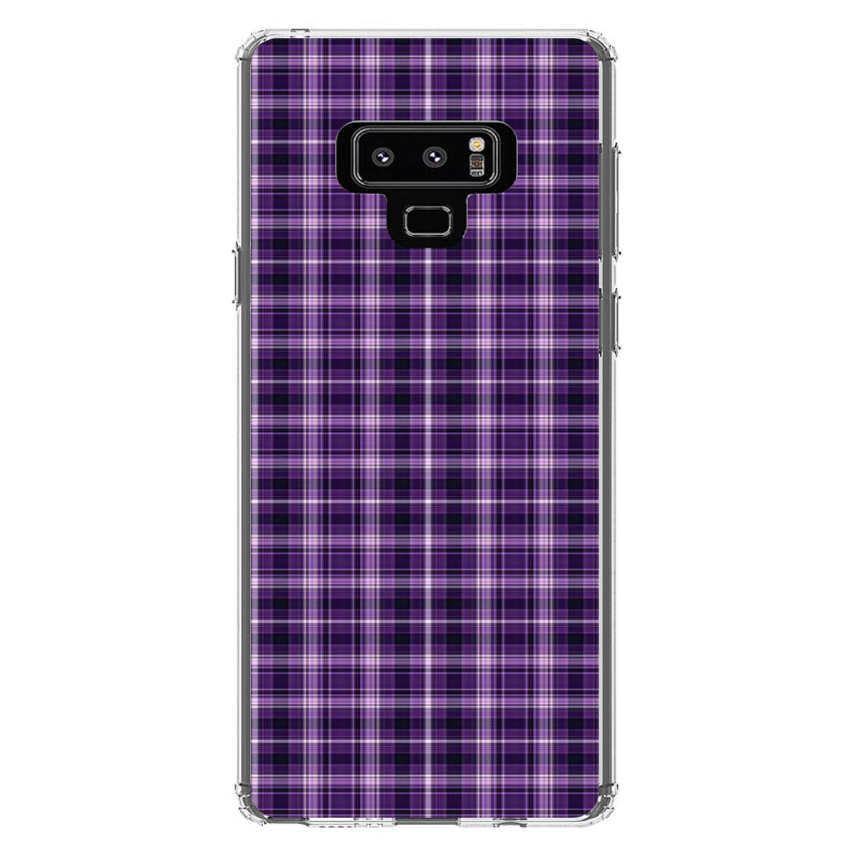 Purple Black Plaid Clear Shockproof iPhone Case, view 11