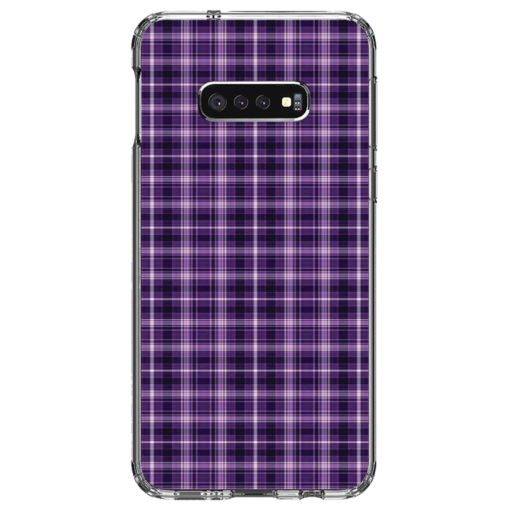 Purple Black Plaid Clear Shockproof iPhone Case, view 18