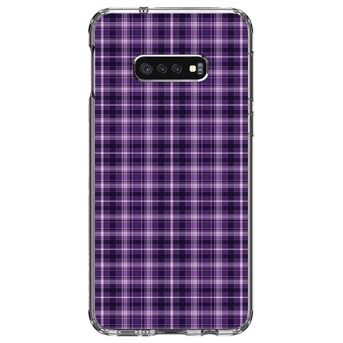 Purple Black Plaid Clear Shockproof iPhone Case, view 18