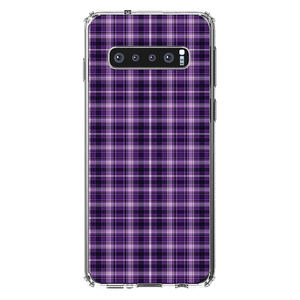 Purple Black Plaid Clear Shockproof iPhone Case, view 16