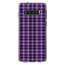 DistinctInk® Clear Shockproof Hybrid Case for Apple iPhone / Samsung Galaxy / Google Pixel - Purple Black Plaid