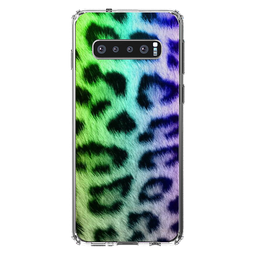 Rainbow Leopard Cheetah Fur Print Clear Shockproof iPhone Case, view 17