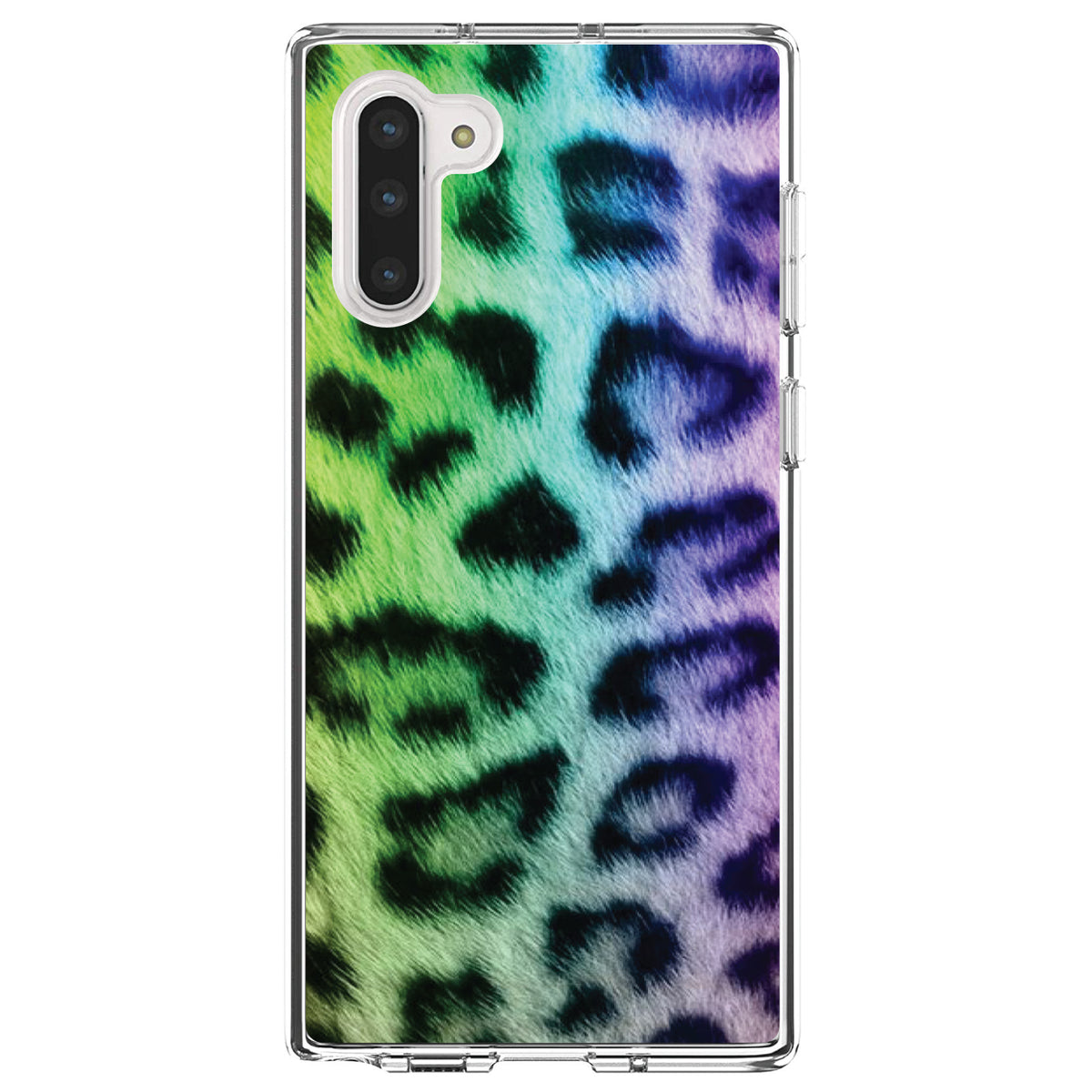 Rainbow Leopard Cheetah Fur Print Clear Shockproof iPhone Case, view 9
