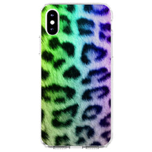 DistinctInk® Clear Shockproof Hybrid Case for Apple iPhone / Samsung Galaxy / Google Pixel - Rainbow Leopard Cheetah Fur Print