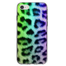 DistinctInk® Clear Shockproof Hybrid Case for Apple iPhone / Samsung Galaxy / Google Pixel - Rainbow Leopard Cheetah Fur Print